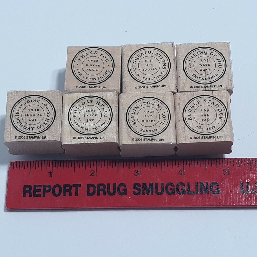 Stampin Up Riveting Words Greetings Rubber Stamps 2006 Thank You Birthday - Picture 3 of 4